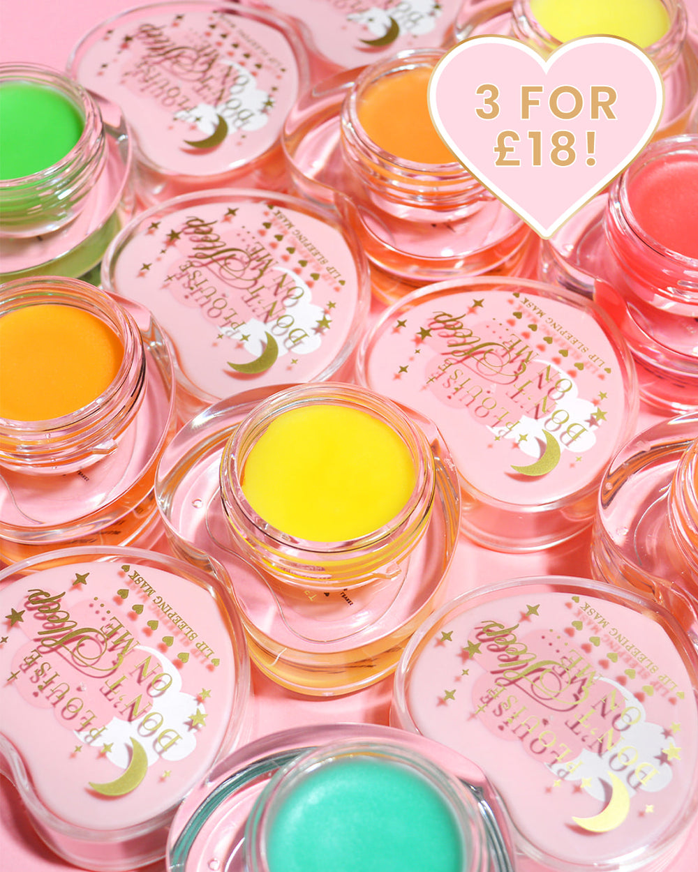 Colorida colección de antifaces labiales para dormir en forma de corazón de P.Louise en color rosa