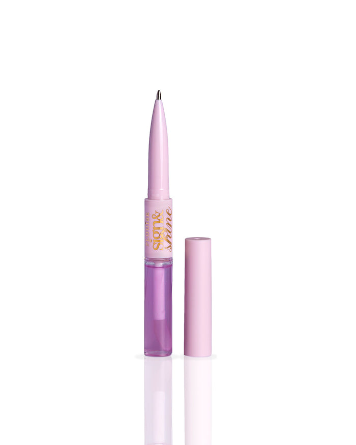 Voltar ao sinal de negócios e caneta de óleo labial Shine