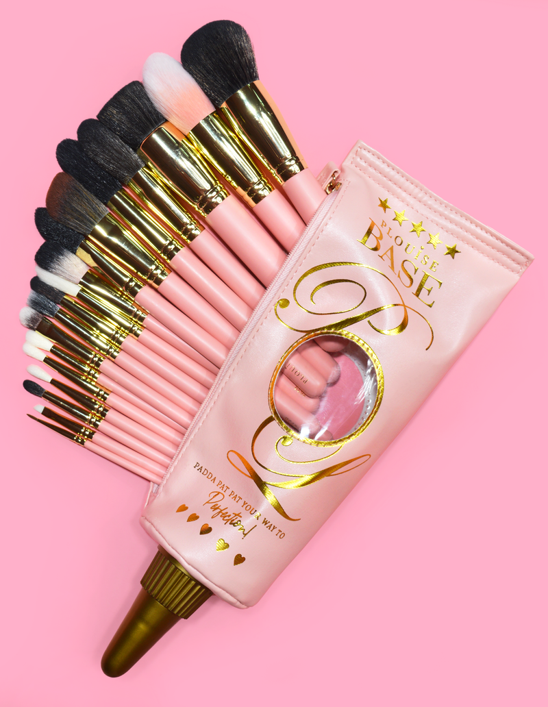 Conjunto completo de pincéis para rosto e corpo de 18 peças com bolsa de maquiagem