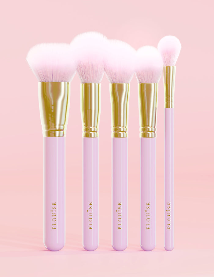 Conjunto de escova facial roxa de 5 peças Precision Puffs