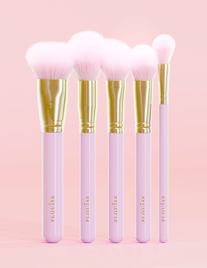 Conjunto de escova facial roxa de 5 peças Precision Puffs