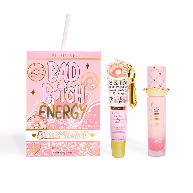 Duo de condicionador labial e óleo labial Bad Bitch Energy - morango