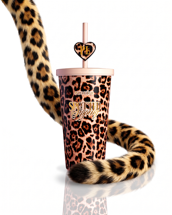 Copo Cheetah Spotted Bebendo 600ml em Aço Inoxidável