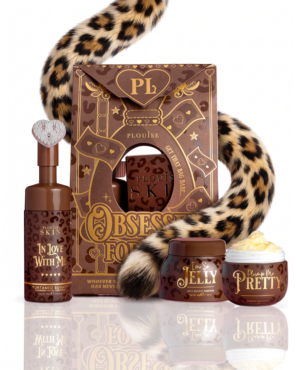 Conjunto Cheetah obcecado por menos limpeza e hidratação
