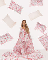 Conjunto de calças de pijama com laço de Natal feminino