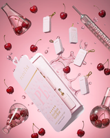 Caja de regalo gigante PR rosa que contiene 5 sprays desinfectantes para manos P.Louise rosa en varios aromas de cereza