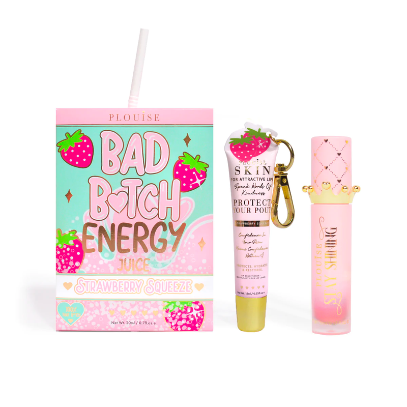 Duo de condicionador labial e óleo labial Bad Bitch Energy - morango