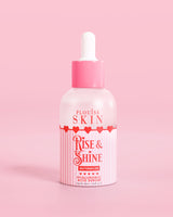 Frasco rosa vermelho e branco de soro de ácido hialurônico P.Louise Rise & Shine em melancia