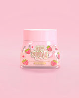 Frasco rosa de sorvete de sundae macio P. Louise, hidratante batido em fundo rosa