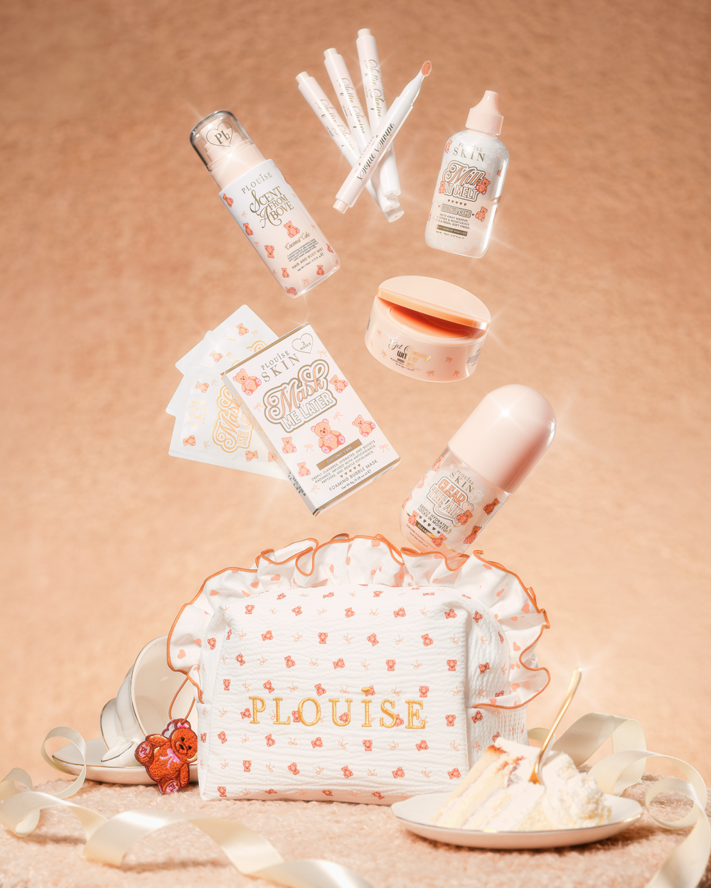 Conjunto de bolsa e cuidados com a pele Teddy Touch com estampa pequena - PRÉ-ENCOMENDA