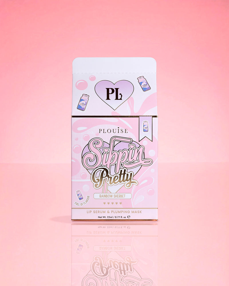 P.Louise Sippin Pretty Peptide Lip Serum e Tratamento Duo Rainbow Sherbet Embalagem